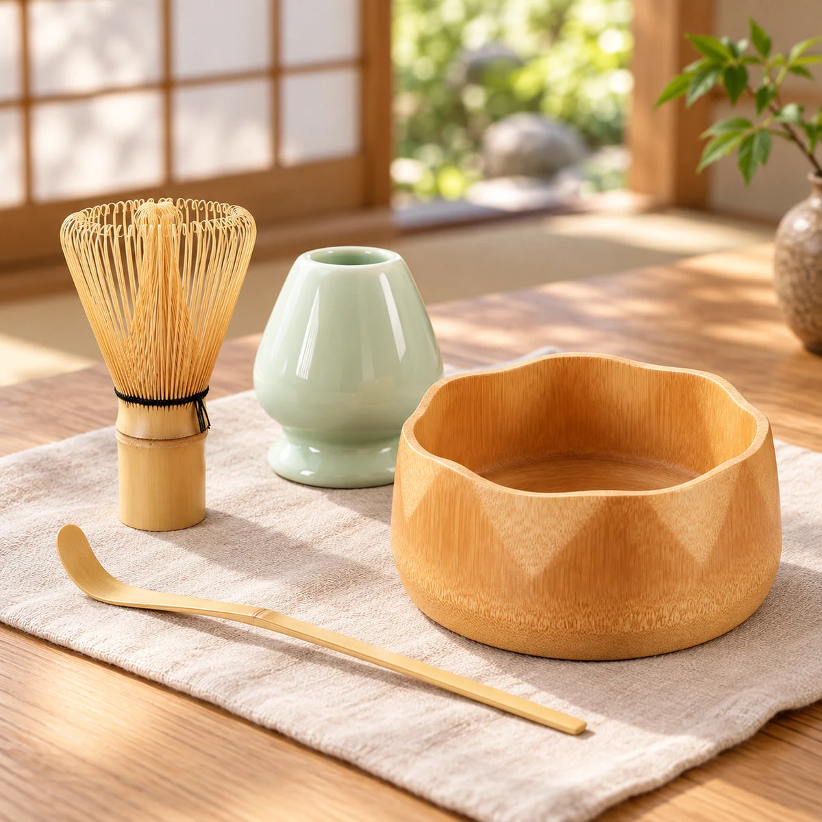 Wakaba Japanese Matcha Set – 4 Bamboo Pieces